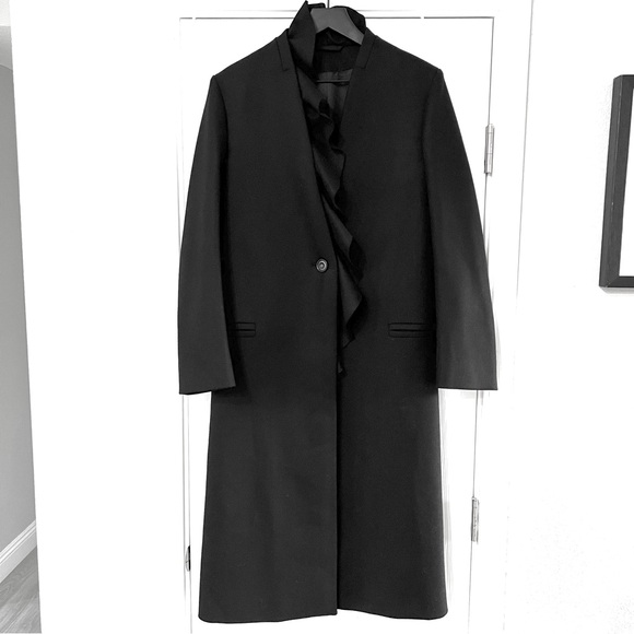 COS The Ruffled Tailored Wool Coat In Black Size 36 EU 6 US - Picture 1 of 8